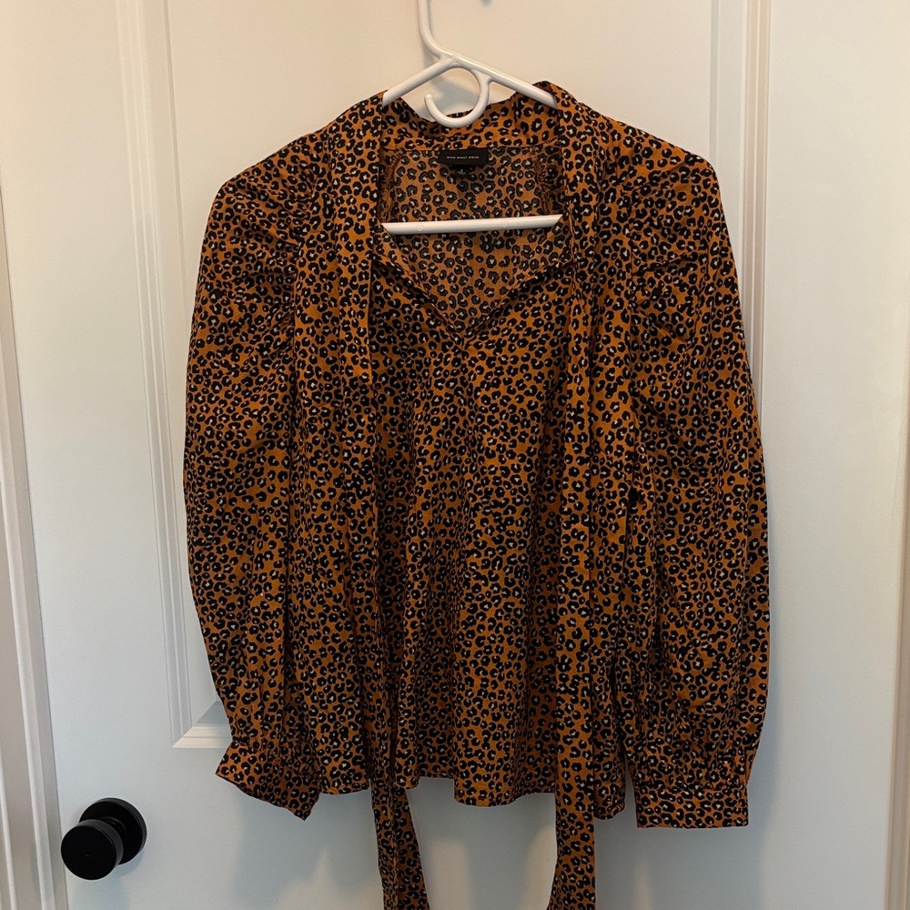 Who What Wear Animal Print Blouse - Brown and Black